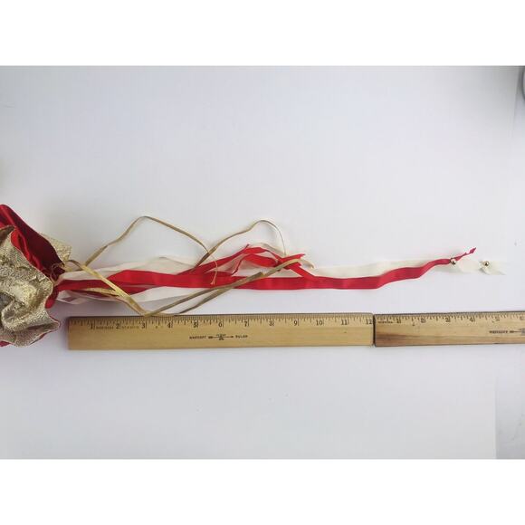 Porcelain Face COURT JESTER Ornament Cushion Ribbon Gold Red Clown Pink Cheeks - Picture 8 of 8